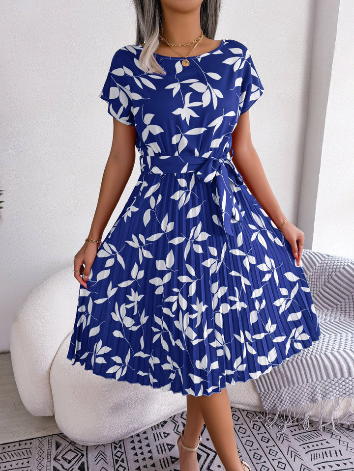 Blauwe Bedrukte Midi-jurk – Naomi
