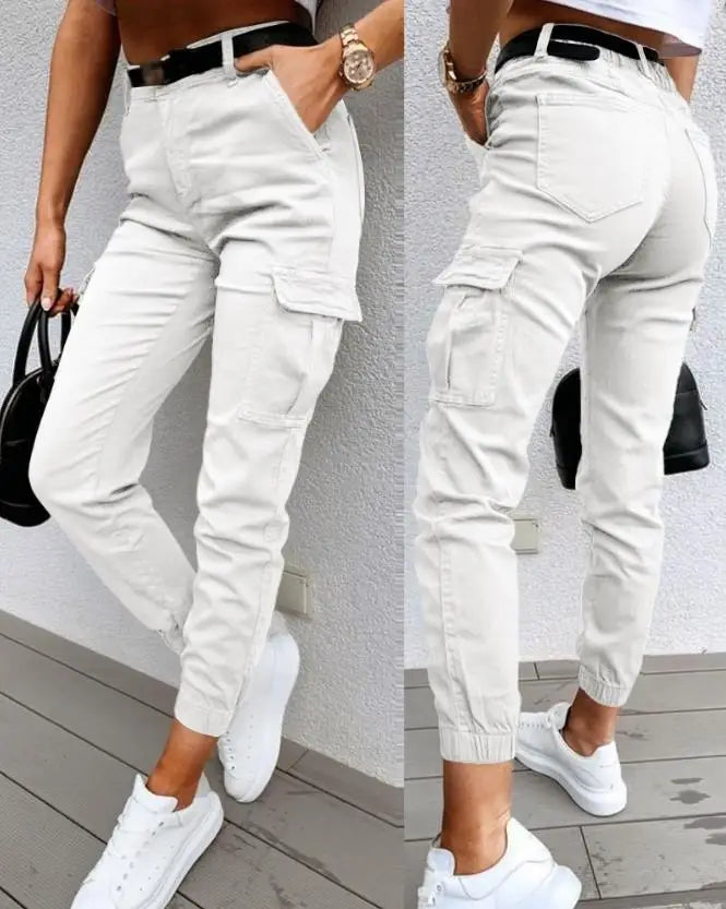 Dames Cargo Broek met Stretch en Hoge Taille - Livia