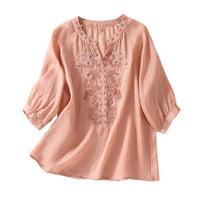 Geborduurde Dames Zomerblouse van Katoen – Ysolde