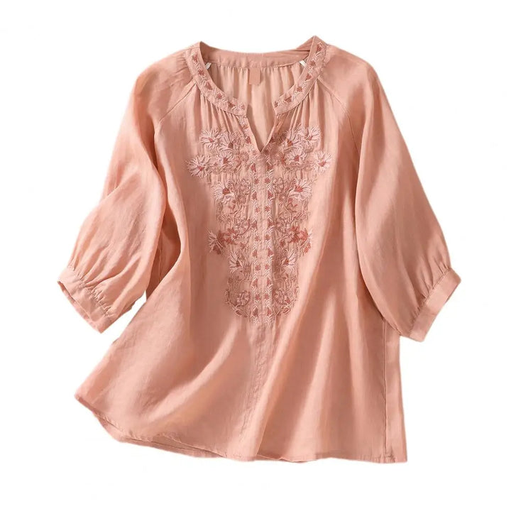 Geborduurde Dames Zomerblouse van Katoen – Ysolde