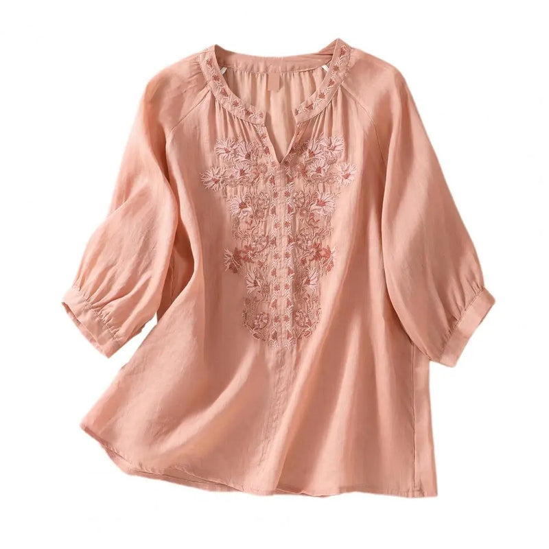 Geborduurde Dames Zomerblouse van Katoen – Ysolde