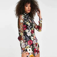 Gebloemde Cocktailjurk met Kant – Aurelia