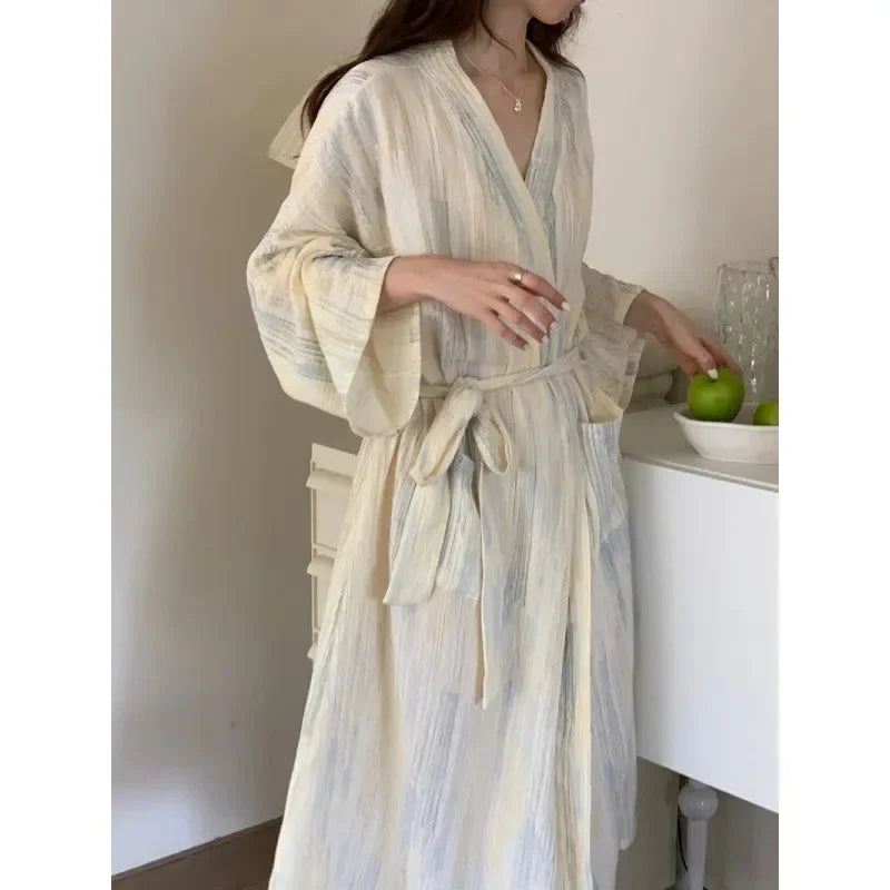 Casual Dames Zomer Badjas met Kimono-Design – Hana