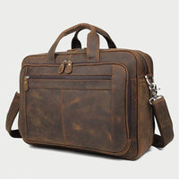 Grote Genuine Crazy Horse Leren Laptoptas 17 Inch