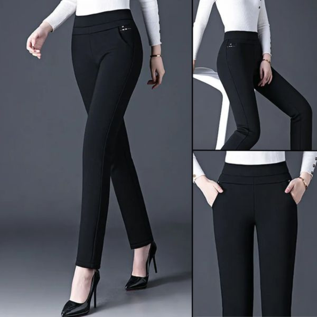 Rechte Damesbroek met Elastische Hoge Taille - Sophia