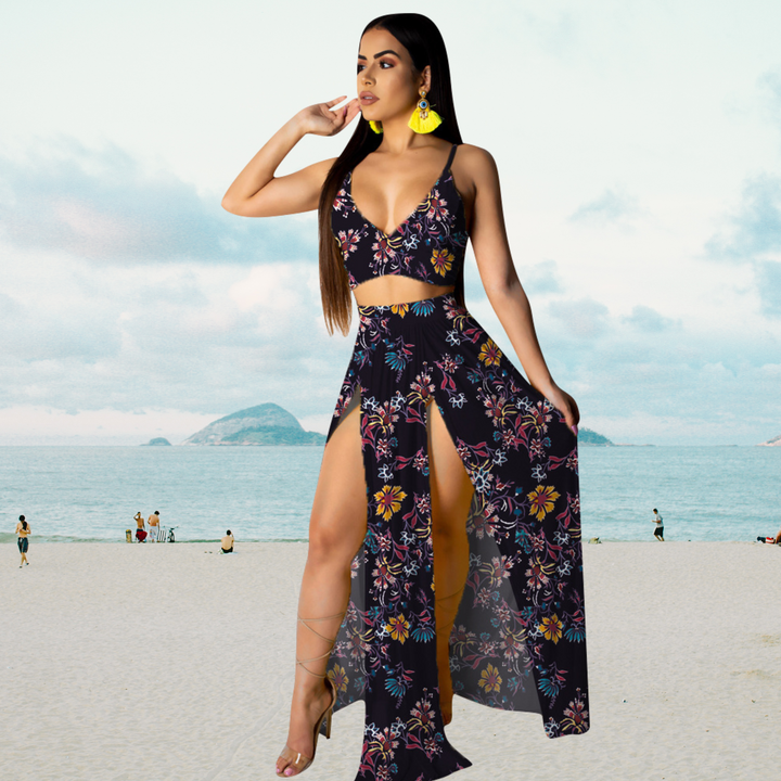 Zomerset met Haltertop en Lange Rok met Split – Naïma