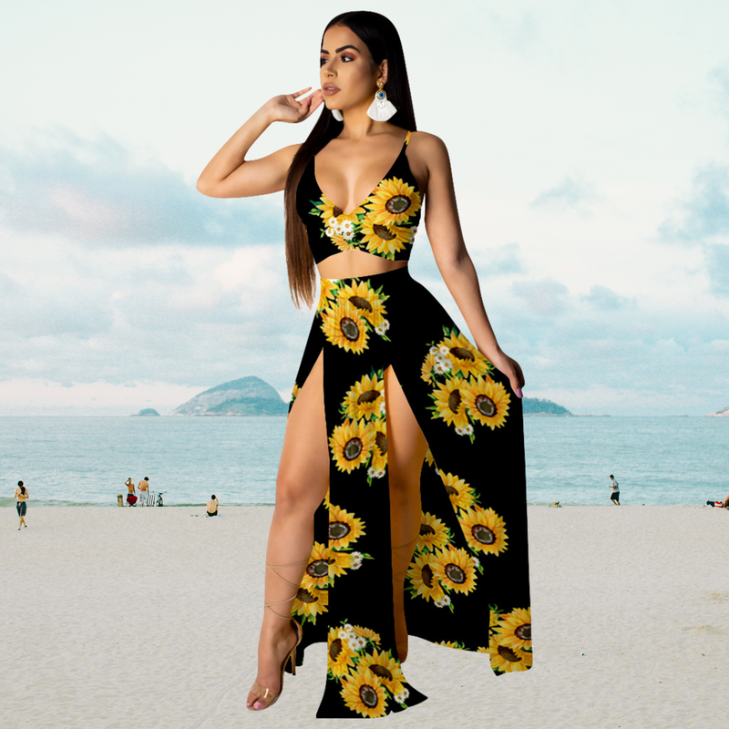 Zomerset met Haltertop en Lange Rok met Split – Naïma