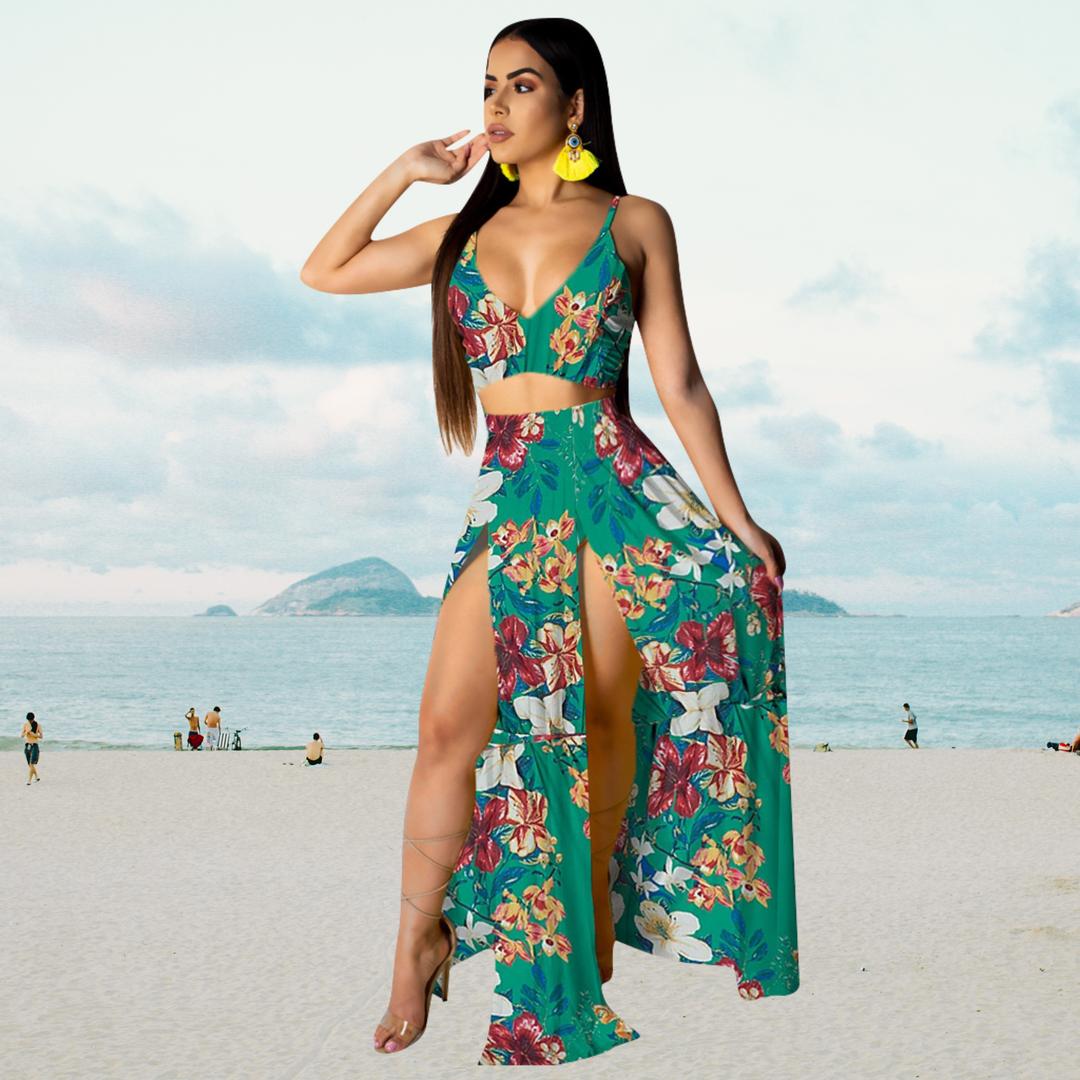Zomerset met Haltertop en Lange Rok met Split – Naïma