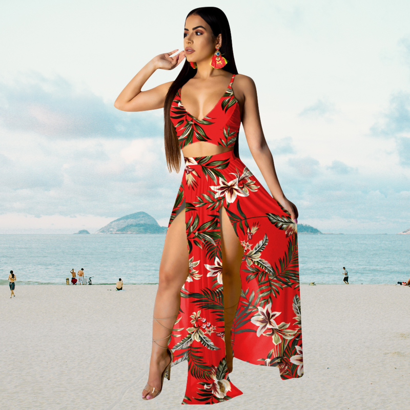 Zomerset met Haltertop en Lange Rok met Split – Naïma
