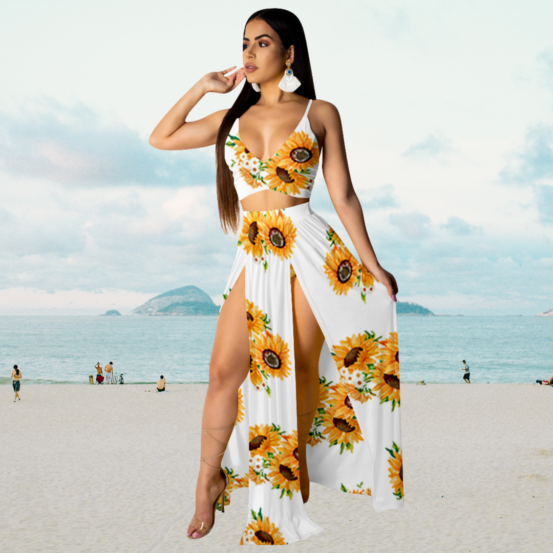 Zomerset met Haltertop en Lange Rok met Split – Naïma
