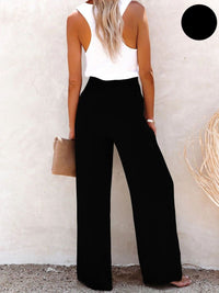 Dames Linnenbroek met Hoge Taille en Wijde Pijp – Livia