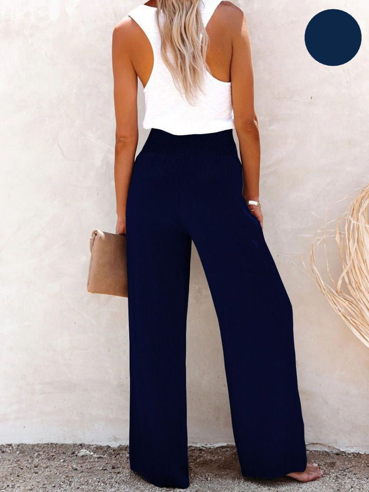 Dames Linnenbroek met Hoge Taille en Wijde Pijp – Livia