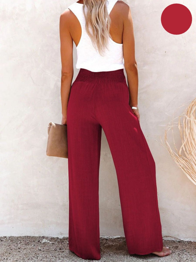 Dames Linnenbroek met Hoge Taille en Wijde Pijp – Livia