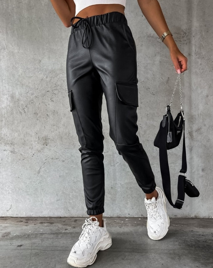 Lederlook Cargo Broek voor Dames - Jade