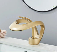 Messing Wastafelkraan met Watervaluitloop - Flowarc