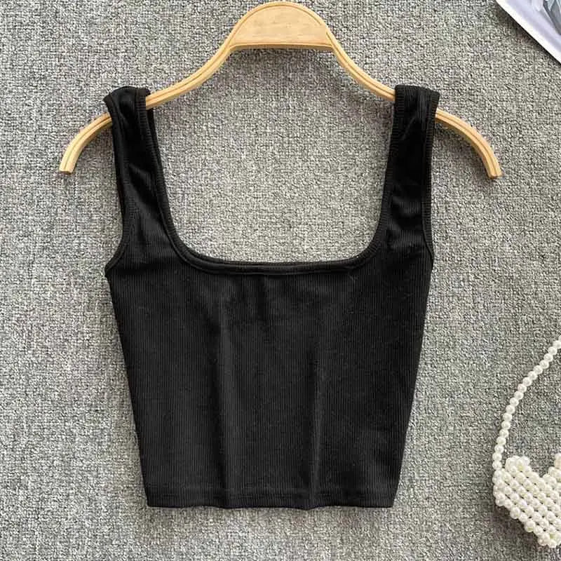 Rugloze Cropped Tanktop in Effen Kleur – Zayra
