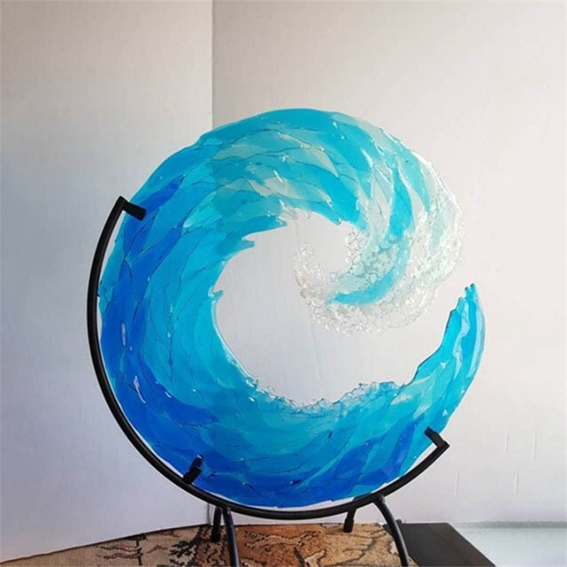 Glazen Sculptuur van Oceaangolf - AquaWave