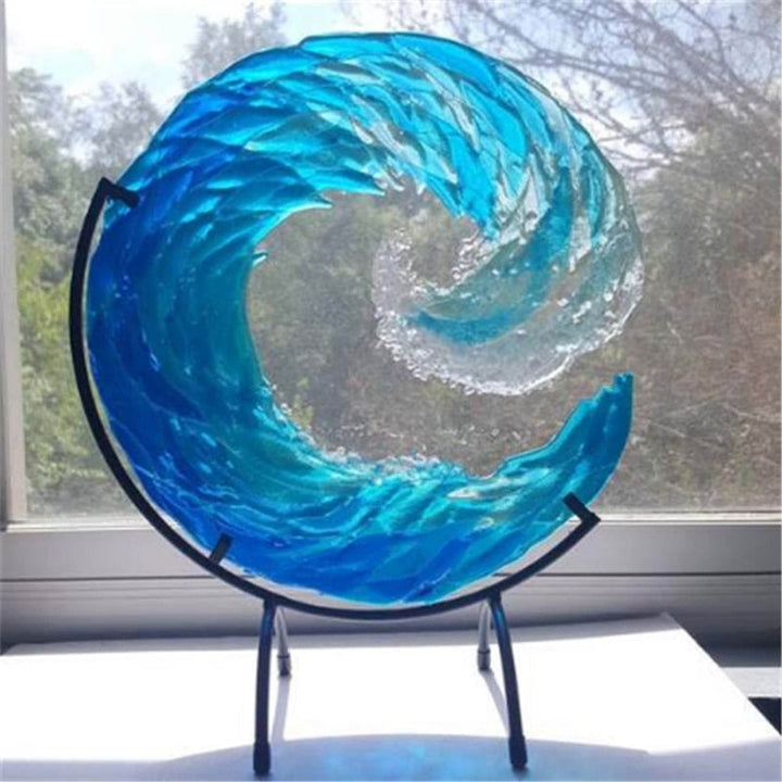 Glazen Sculptuur van Oceaangolf - AquaWave