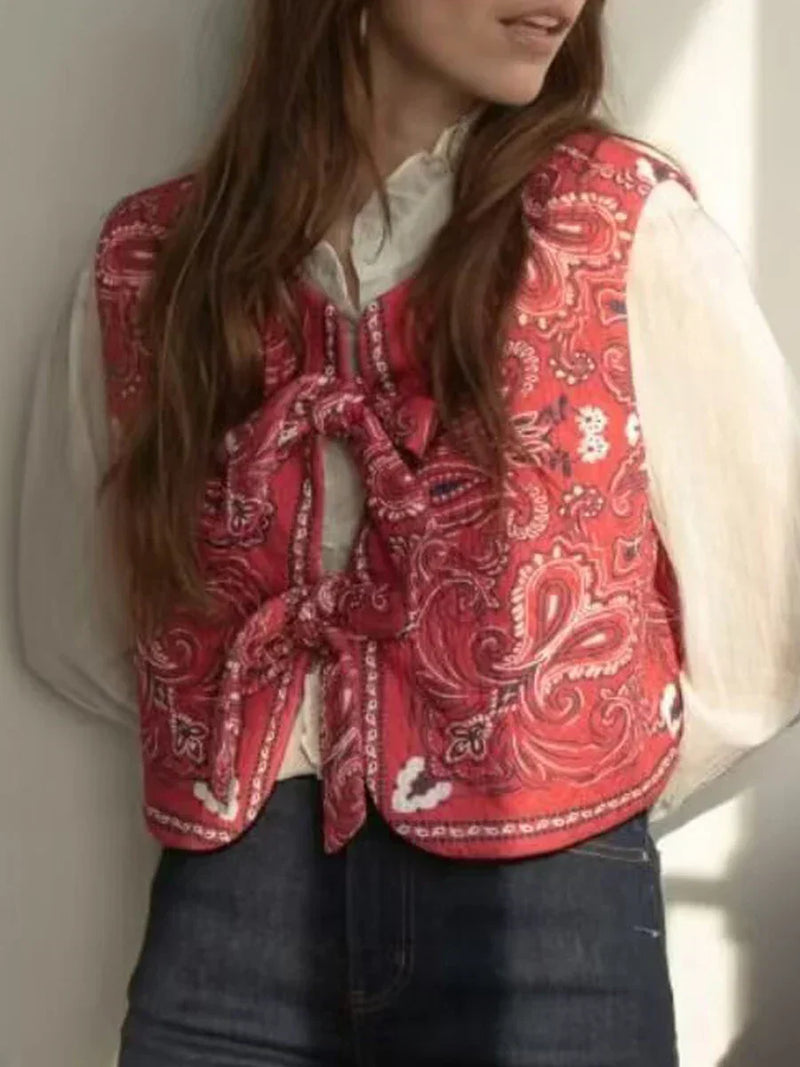 Y2K Rode Bandana Owijany Krótki Top - Liora