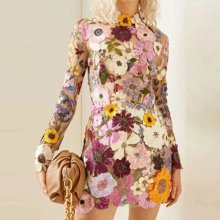 Gebloemde Cocktailjurk met Kant – Aurelia