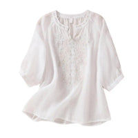 Geborduurde Dames Zomerblouse van Katoen – Ysolde