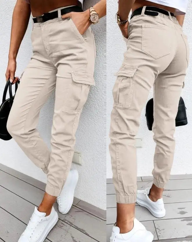Dames Cargo Broek met Stretch en Hoge Taille - Livia