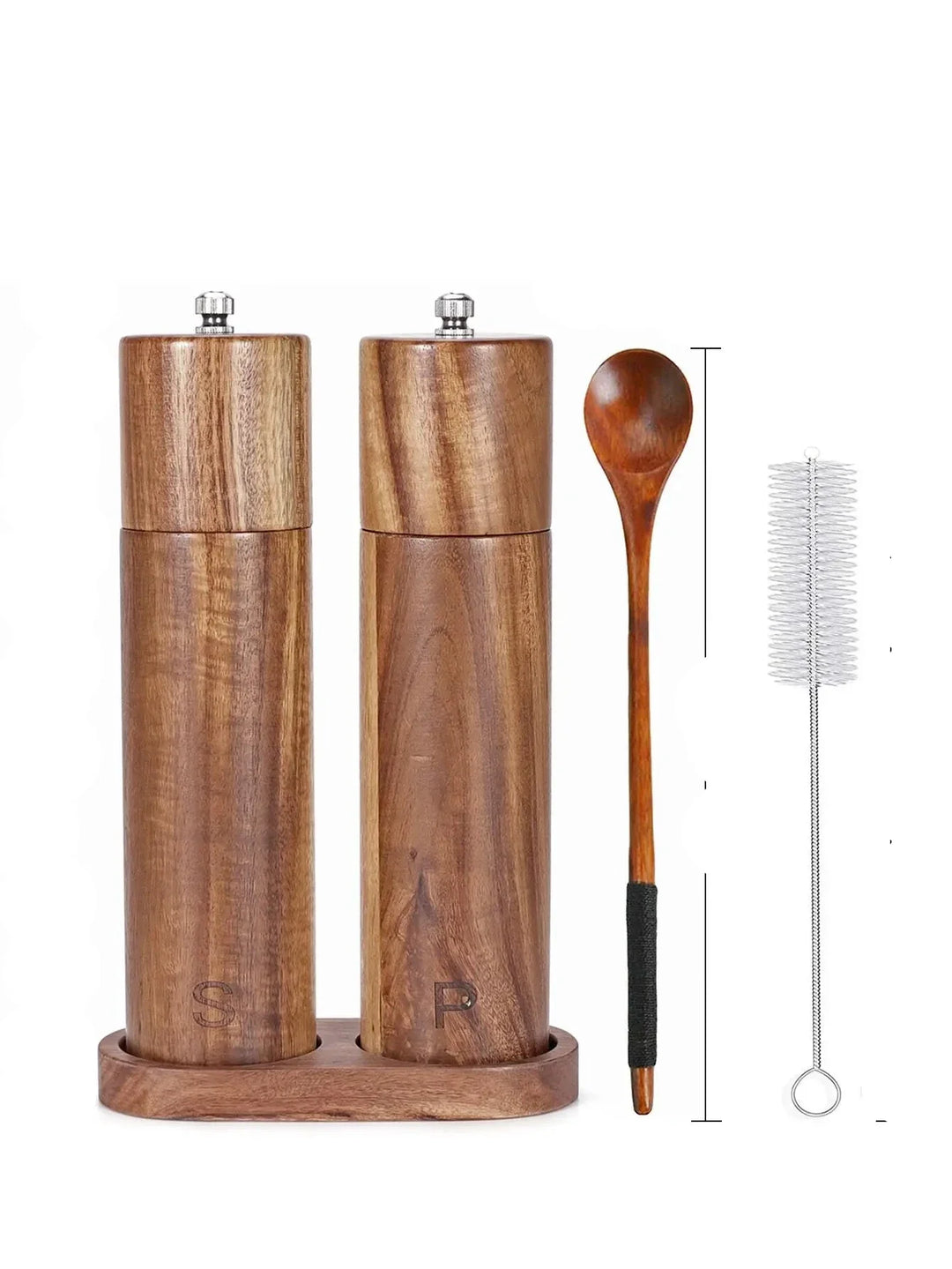 Luxe Houten Zout- en Pepermolenset met Dienblad - WoodSpice