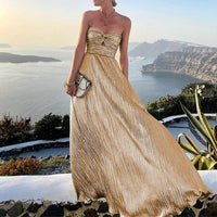 Maxi Zomerjurk met V-hals en Taille-accent – Rosa