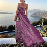Maxi Zomerjurk met V-hals en Taille-accent – Rosa