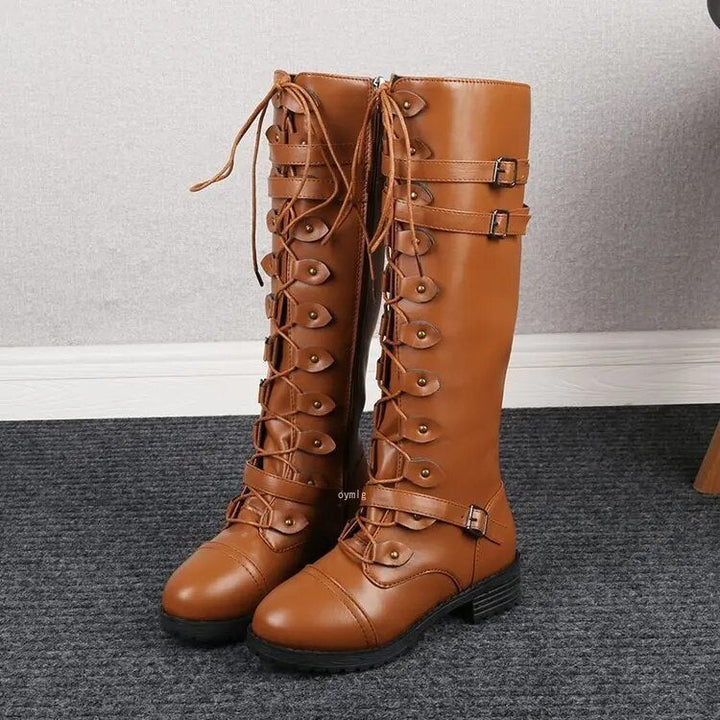 Retro Dames Veterlaarzen met Gesp - Bella
