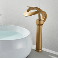 Messing Wastafelkraan met Watervaluitloop - Flowarc