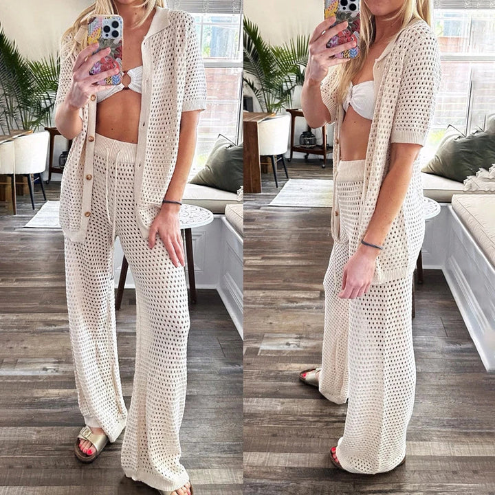 Luchtige & Stijlvolle Dames Zomerset met Cut-Outs en Lange Broek – Liora
