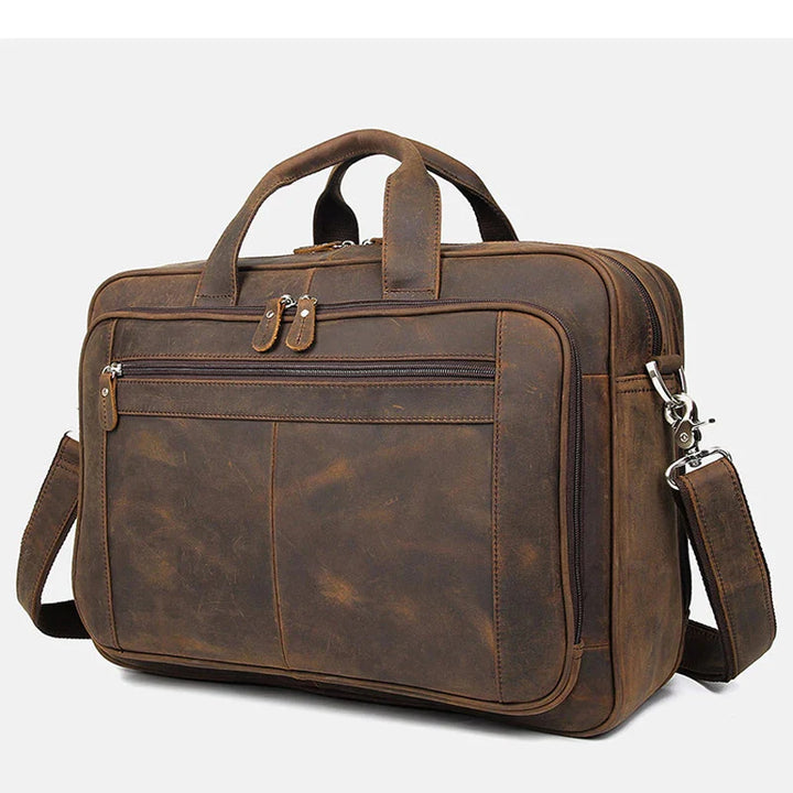 Grote Genuine Crazy Horse Leren Laptoptas 17 Inch