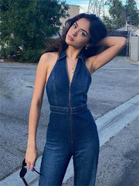 Ademende & Stijlvolle Denim Dames Jumpsuit met V-hals – Fenja