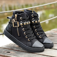 Witte Leren Hoge Sneakers met Rits voor Dames - Ava