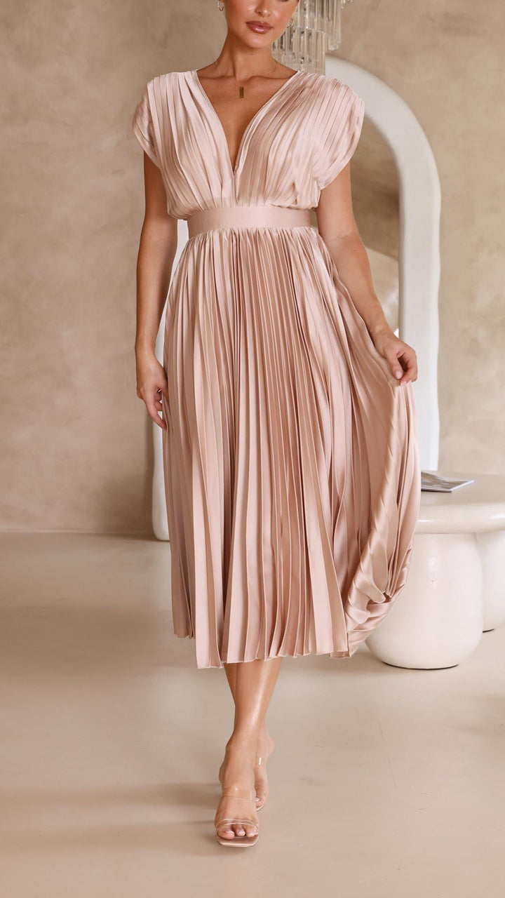 Trendy V-Hals Jurk met Striksluiting - Isabella