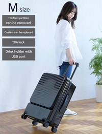 Front-Opening Carry-On Koffer met USB-poort en Drinkhouder