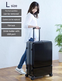 Front-Opening Carry-On Koffer met USB-poort en Drinkhouder