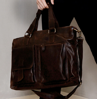 Grote Echte Leren Vintage Laptoptas