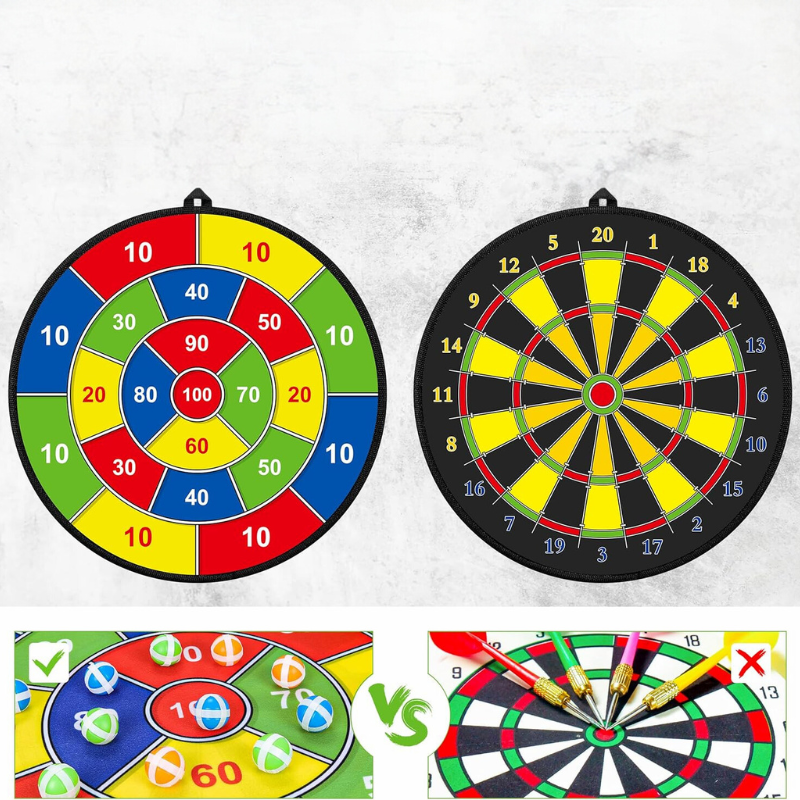 Groot Dartbord voor Kinderen met Kleverige Ballen en Darts - PlayTarget