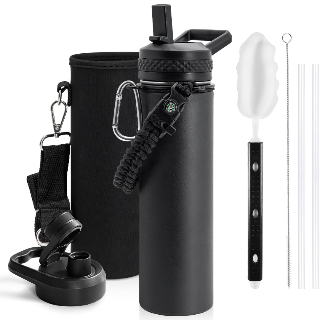 Geïsoleerde Waterfles – Lekvrij & BPA-vrij met Paracord Handvat