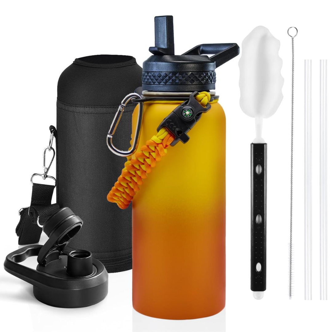 Geïsoleerde Waterfles – Lekvrij & BPA-vrij met Paracord Handvat