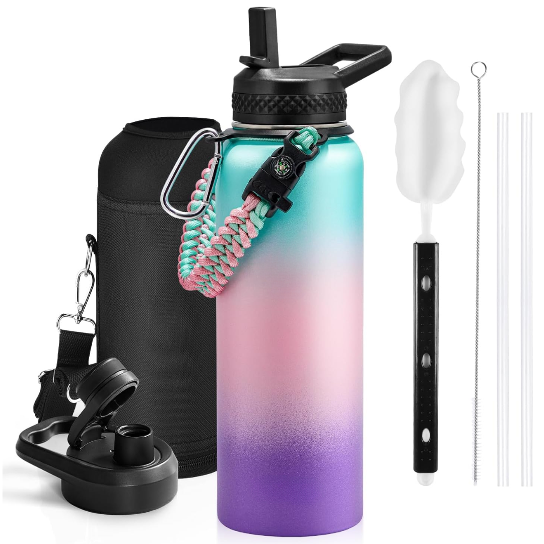 Geïsoleerde Waterfles – Lekvrij & BPA-vrij met Paracord Handvat