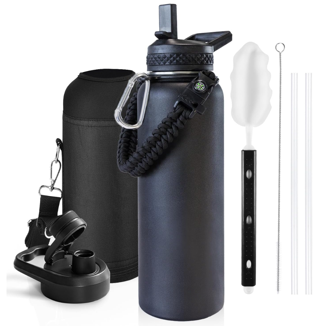 Geïsoleerde Waterfles – Lekvrij & BPA-vrij met Paracord Handvat