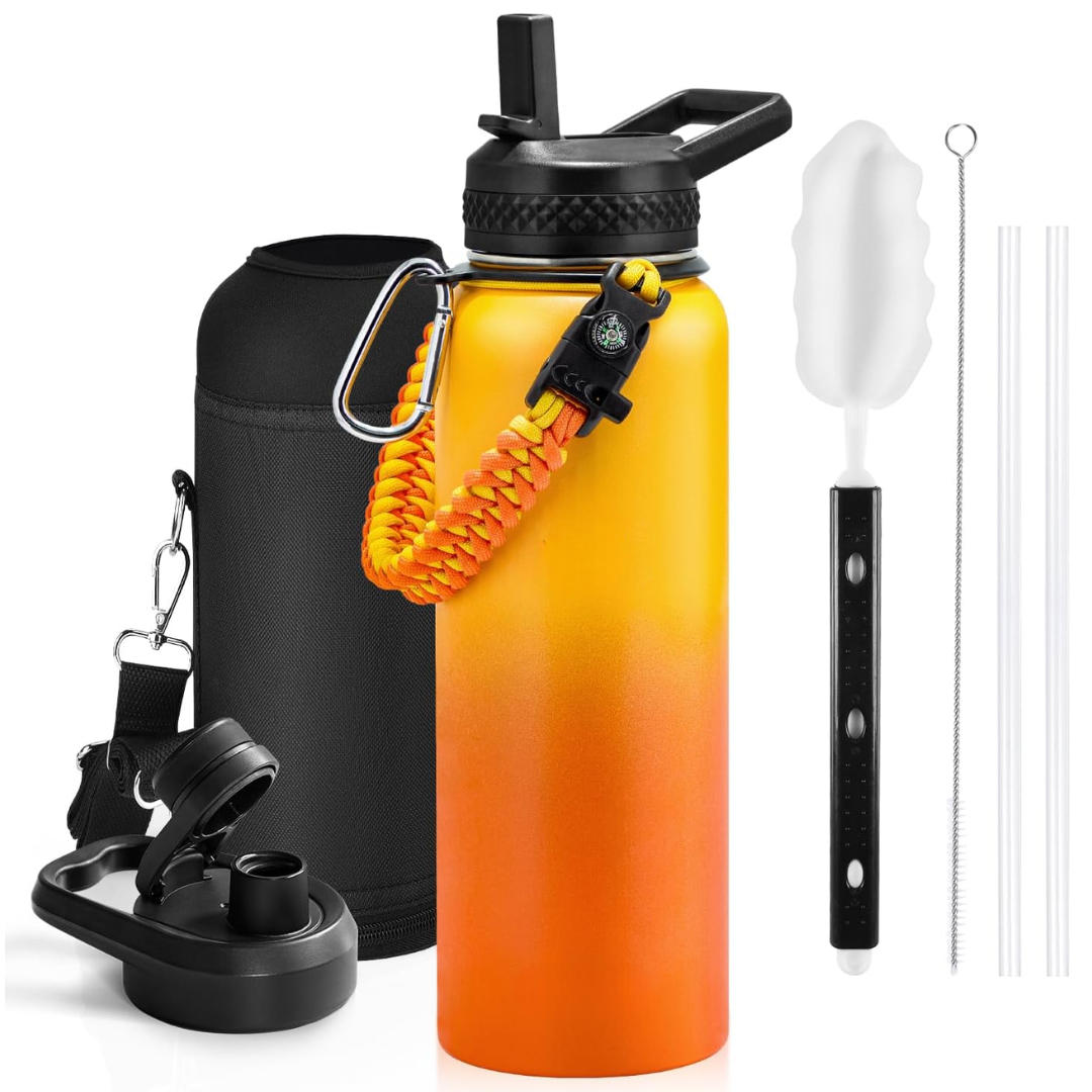 Geïsoleerde Waterfles – Lekvrij & BPA-vrij met Paracord Handvat