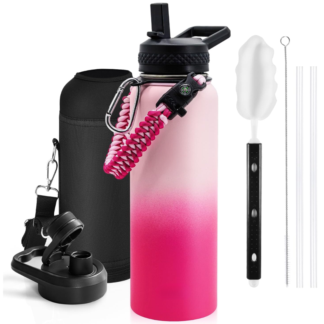 Geïsoleerde Waterfles – Lekvrij & BPA-vrij met Paracord Handvat