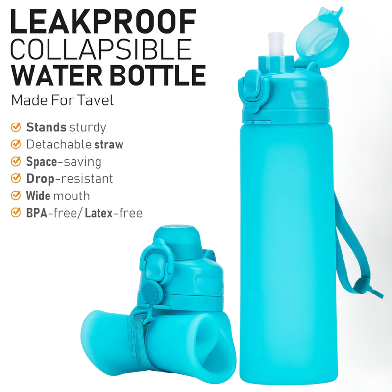 Inklapbare 600 ml Silicone Waterfles - Lekvrij & BPA-vrij