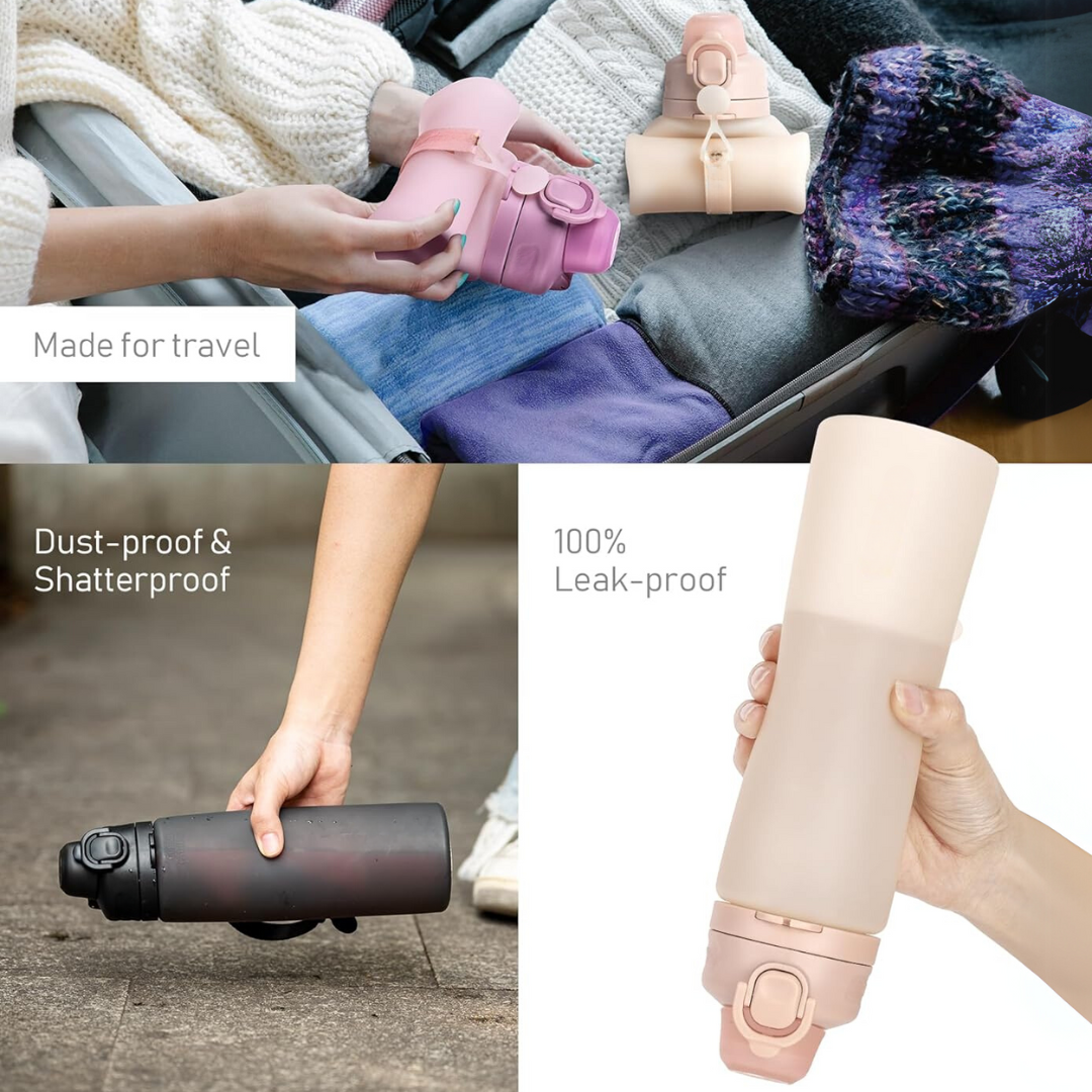 Inklapbare 600 ml Silicone Waterfles - Lekvrij & BPA-vrij