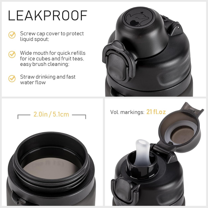 Inklapbare 600 ml Silicone Waterfles - Lekvrij & BPA-vrij