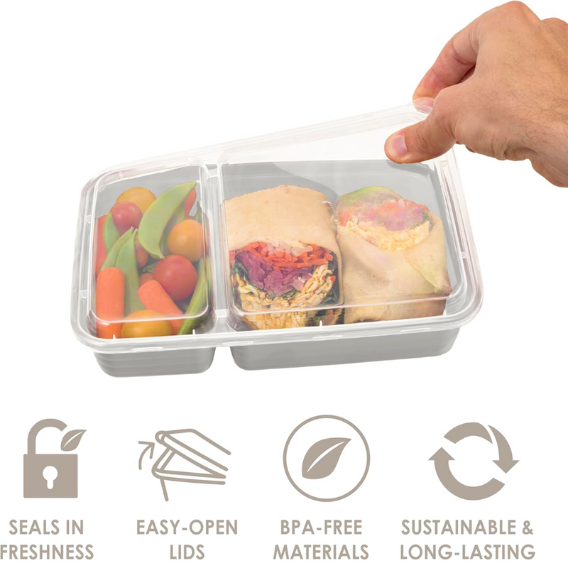 20-delige herbruikbare 2-compartiment voedselcontainers